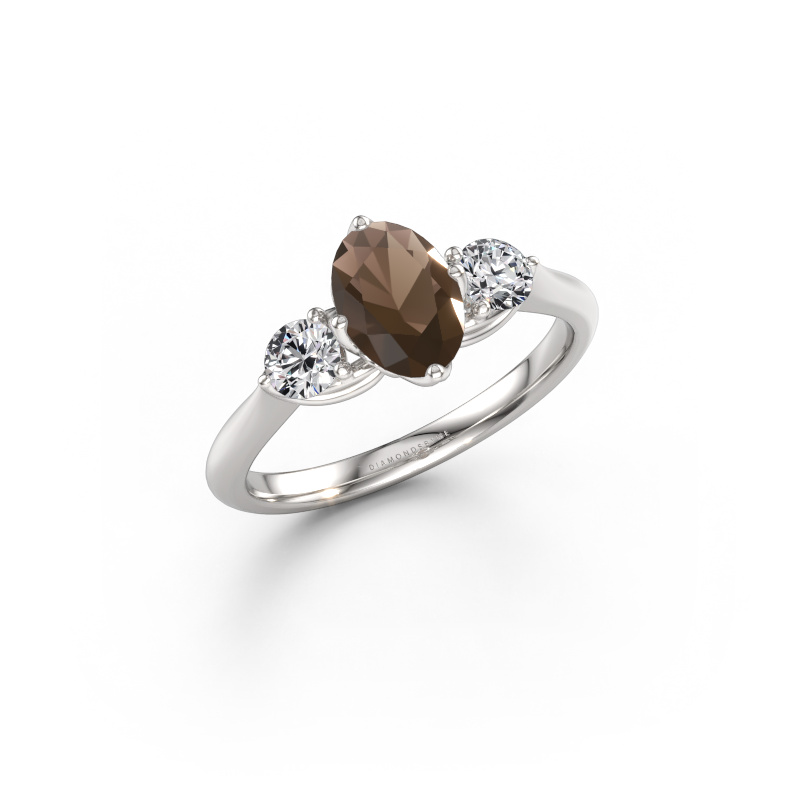 Image of Engagement ring Vosje OVL 950 platinum Smokey quartz 7,5x5,5 mm