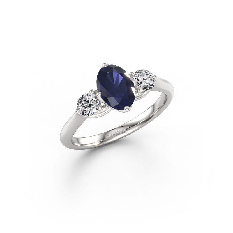 Image of Engagement ring Vosje OVL 585 white gold Sapphire 7,5x5,5 mm