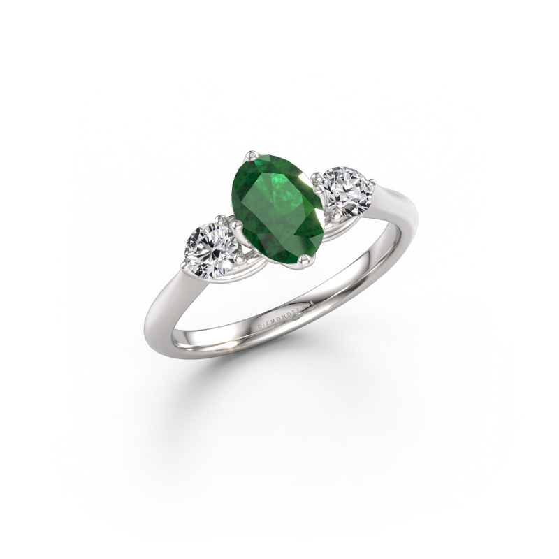 Image of Engagement ring Vosje OVL 585 white gold Emerald 7,5x5,5 mm