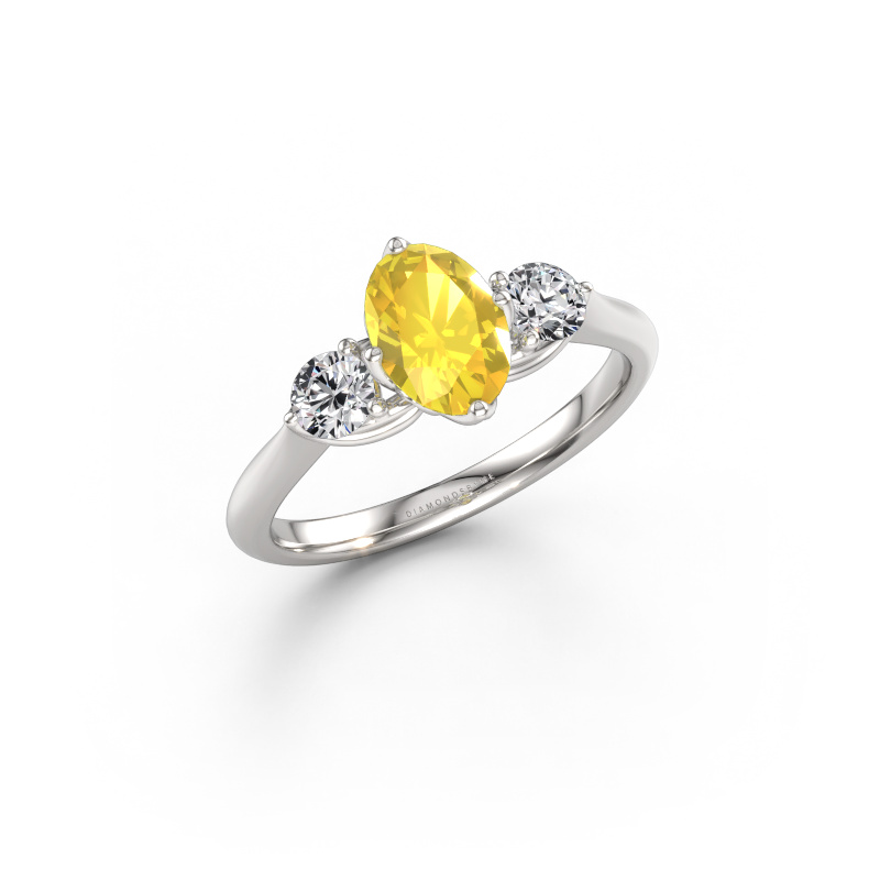 Bild von Verlobungsring Vosje OVL 950 Platin Gelb Saphir 7,5x5,5 mm
