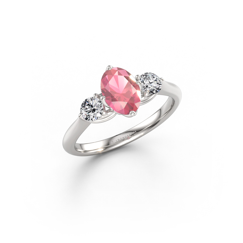 Immagine di Anello di fidanzamento Vosje OVL 950 platino Tormalina rosa 7,5x5,5 mm