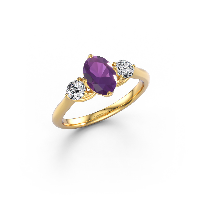 Image of Engagement ring Vosje OVL 585 gold Amethyst 7,5x5,5 mm