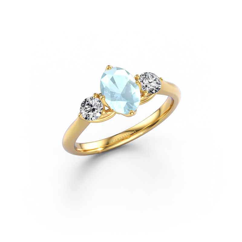 Bild von Verlobungsring Vosje OVL 585 Gold Aquamarin 7,5x5,5 mm