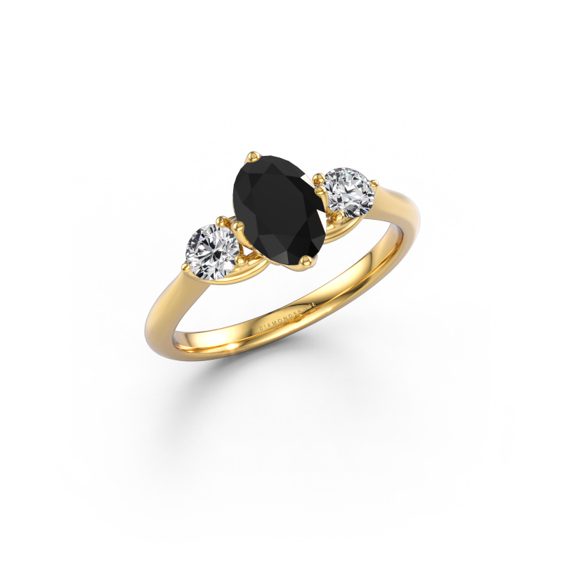 Image of Engagement ring Vosje OVL 585 gold Black diamond 1.50 crt