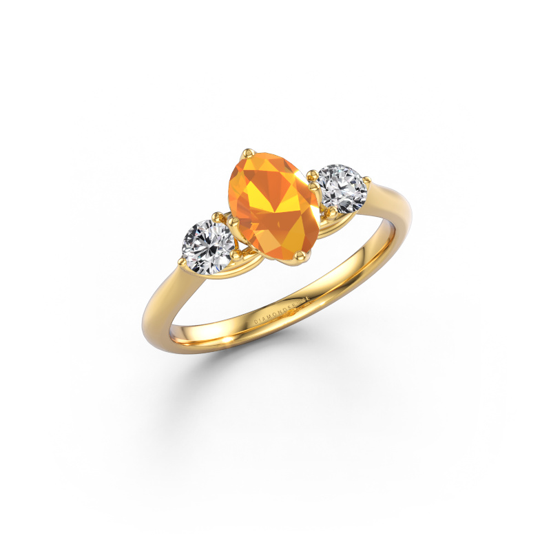 Image of Engagement ring Vosje OVL 585 gold Citrin 7,5x5,5 mm