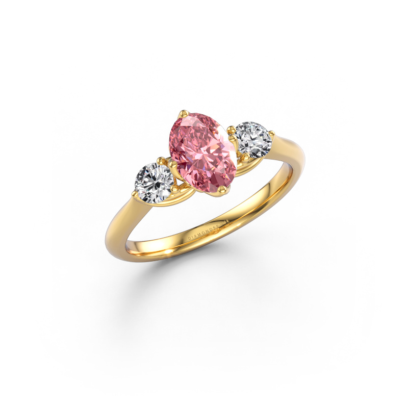 Bild av Förlovningsring Vosje OVL 585 gult guld Rosa labbodlad diamant 7,5x5,5 mm