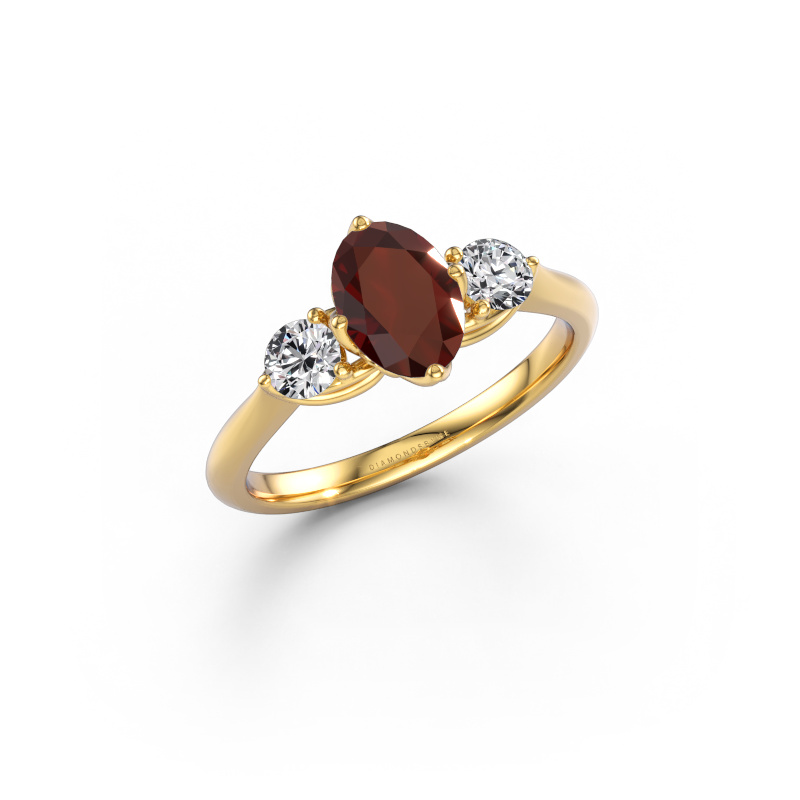 Bild von Verlobungsring Vosje OVL 585 Gold Granat 7,5x5,5 mm