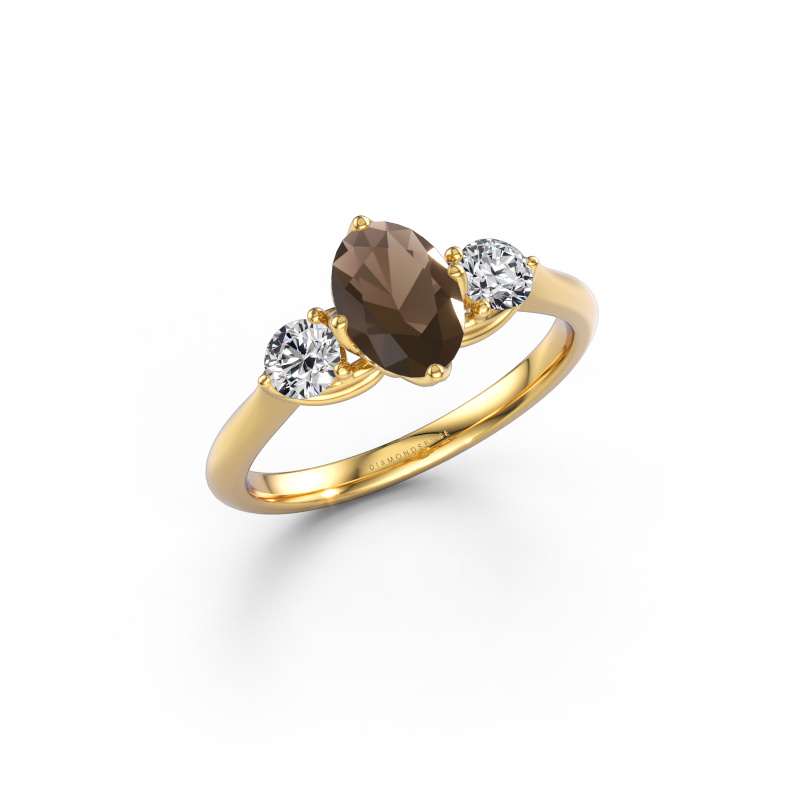 Image of Engagement ring Vosje OVL 585 gold Smokey quartz 7,5x5,5 mm