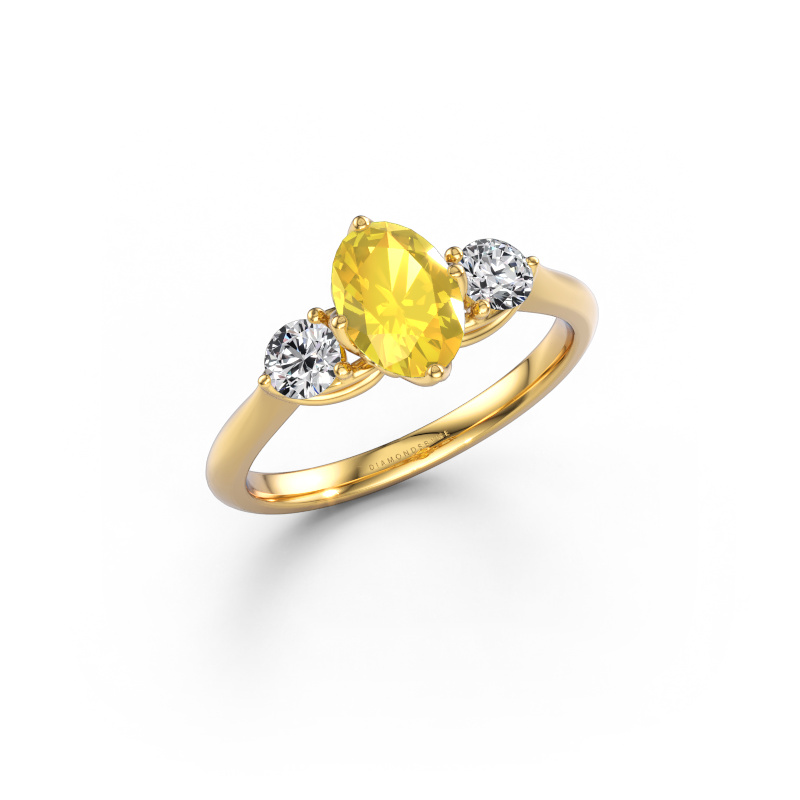 Image of Engagement ring Vosje OVL 585 gold Yellow sapphire 7,5x5,5 mm