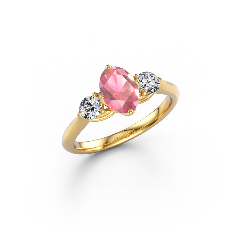 Bild av Förlovningsring Vosje OVL 585 gult guld Rosa turmalin 7,5x5,5 mm