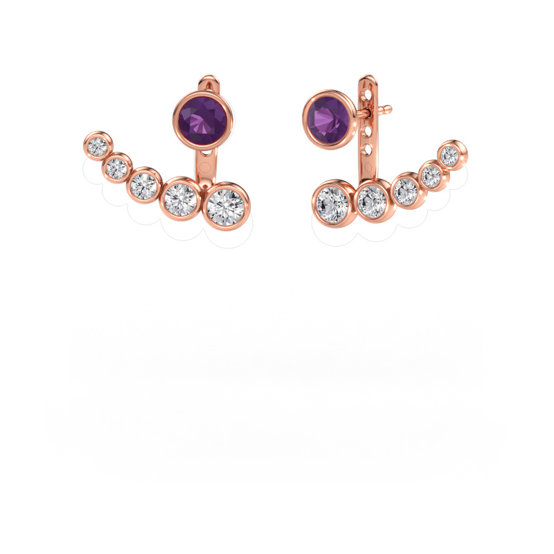 Image de Boucles d'oreilles Wendy 585 or rose Améthyste 5 mm