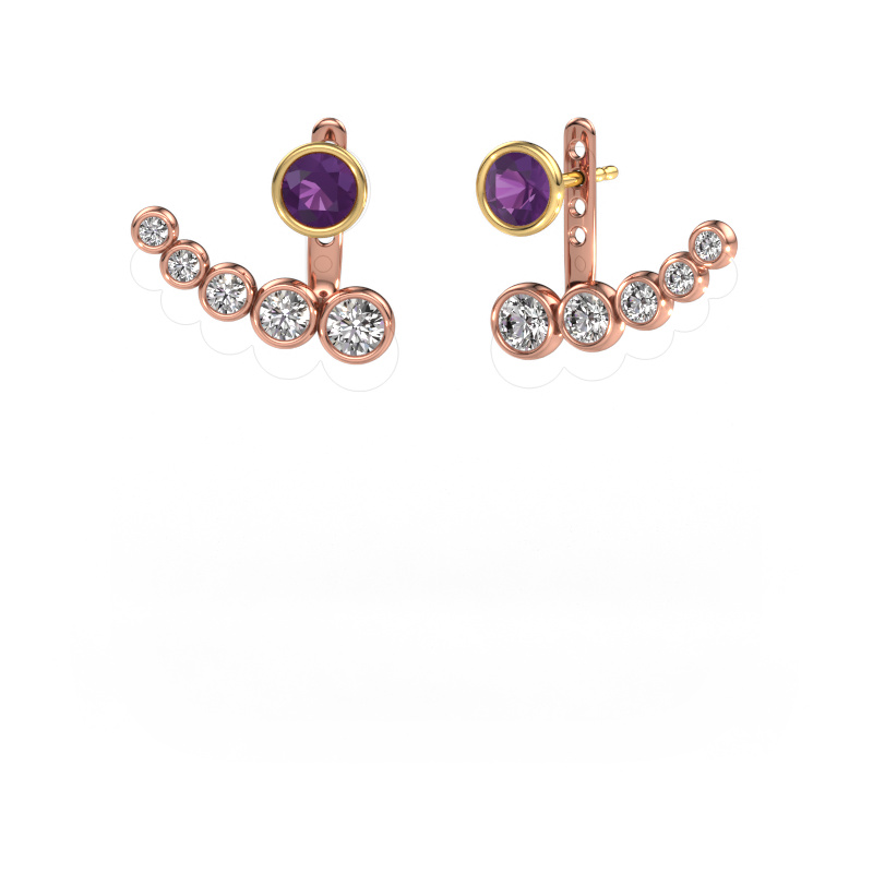 Image of Earrings Wendy 585 rose gold Amethyst 5 mm