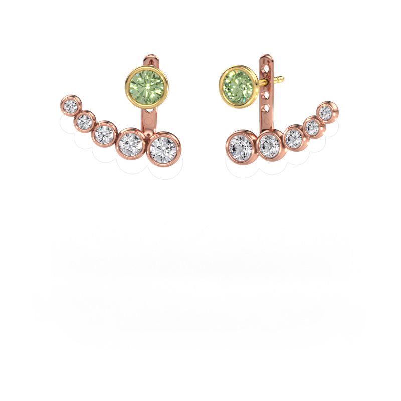 Image of Earrings Wendy 585 rose gold Green lab grown diamond 5 mm