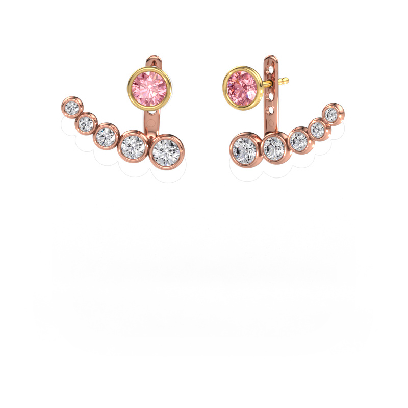 Image of Earrings Wendy 585 rose gold Pink lab grown diamond 5 mm