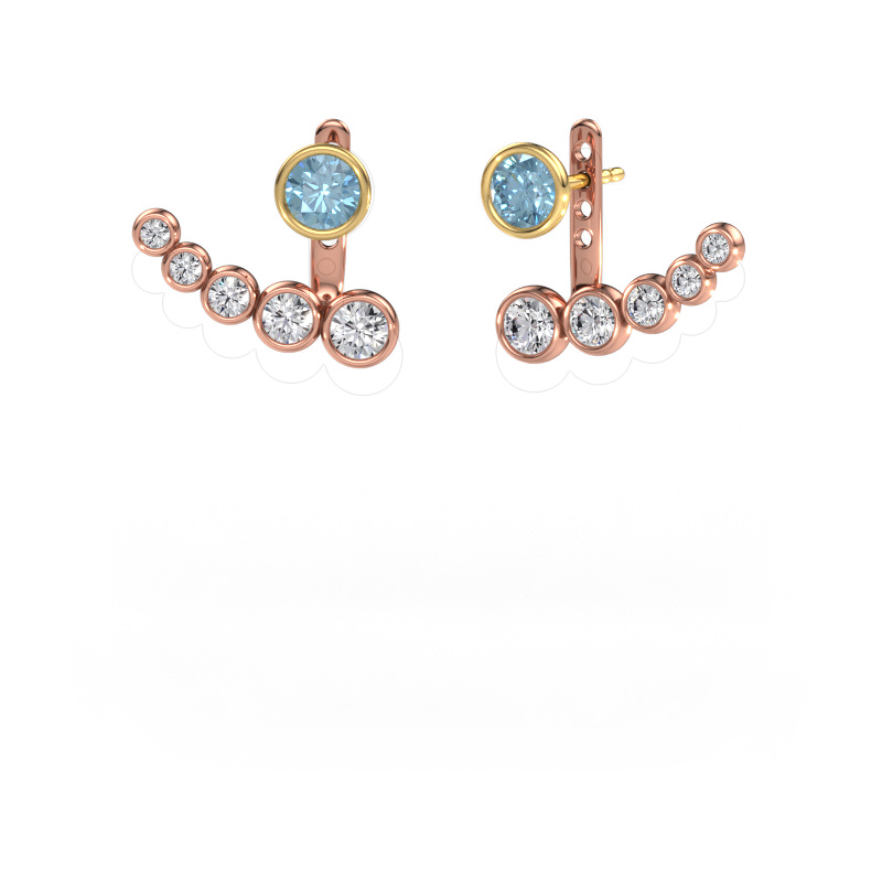 Image of Earrings Wendy 585 rose gold Blue lab grown diamond 5 mm