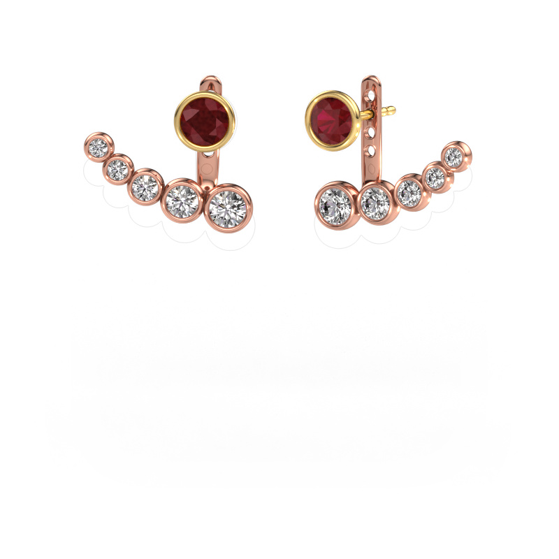 Image de Boucles d'oreilles Wendy 585 or rose Rubis 5 mm