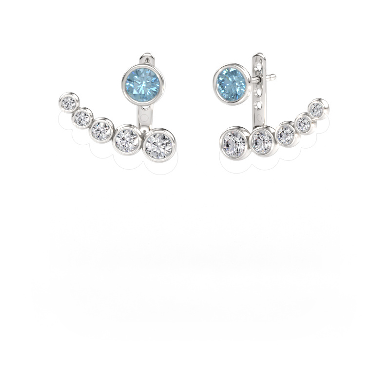 Immagine di Orecchini Wendy 585 oro bianco Diamante lab grown blu 5 mm