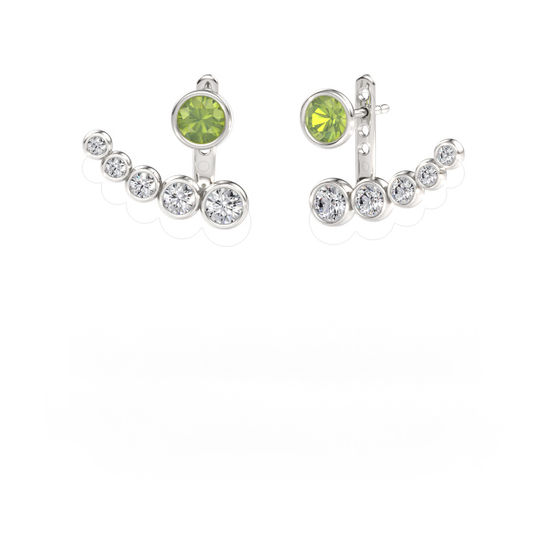 Image de Boucles d'oreilles Wendy 585 or blanc Péridot 5 mm