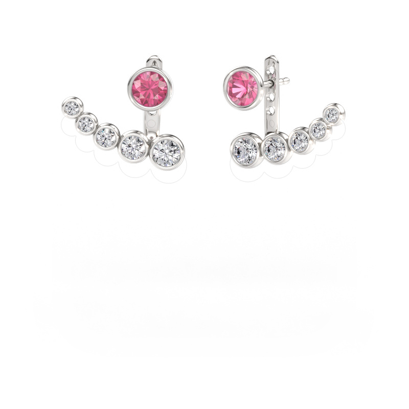Bild av örhängen Wendy 585 vitt guld Rosa safir 5 mm