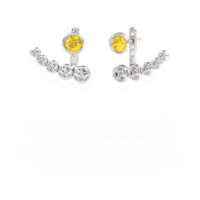 Immagine di Orecchini Wendy 585 oro bianco Zaffiro giallo 5 mm