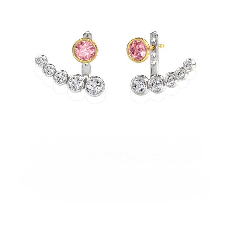 Image de Boucles d'oreilles Wendy 585 or blanc Diamant synthétique roze 5 mm