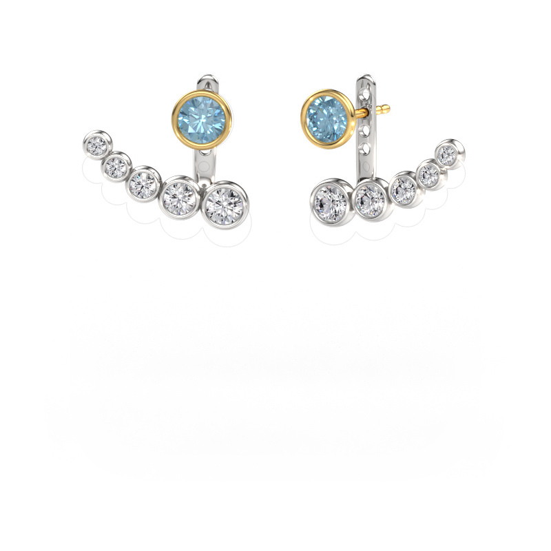Image de Boucles d'oreilles Wendy 585 or blanc Diamant synthétique bleu 5 mm
