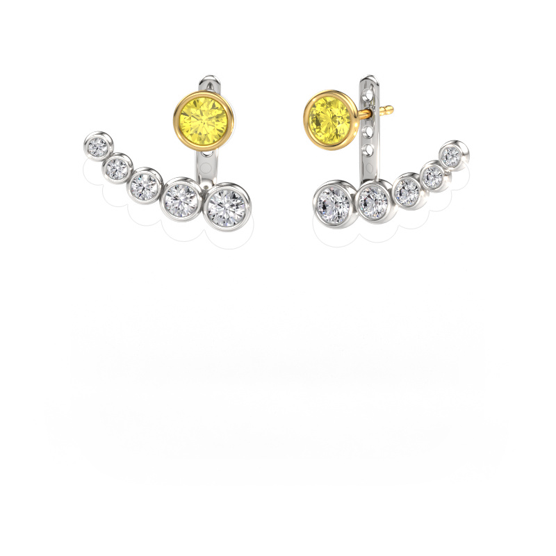 Image of Earrings Wendy 585 white gold Yellow lab grown diamond 5 mm