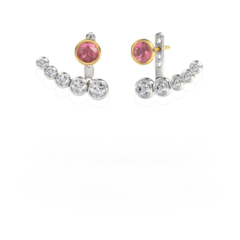 Image de Boucles d'oreilles Wendy 585 or blanc Rose tourmaline 5 mm