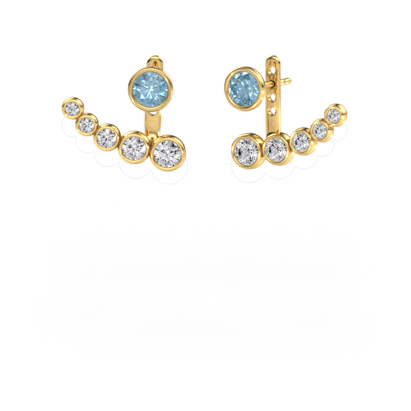 Image of Earrings Wendy 585 gold Blue lab grown diamond 5 mm