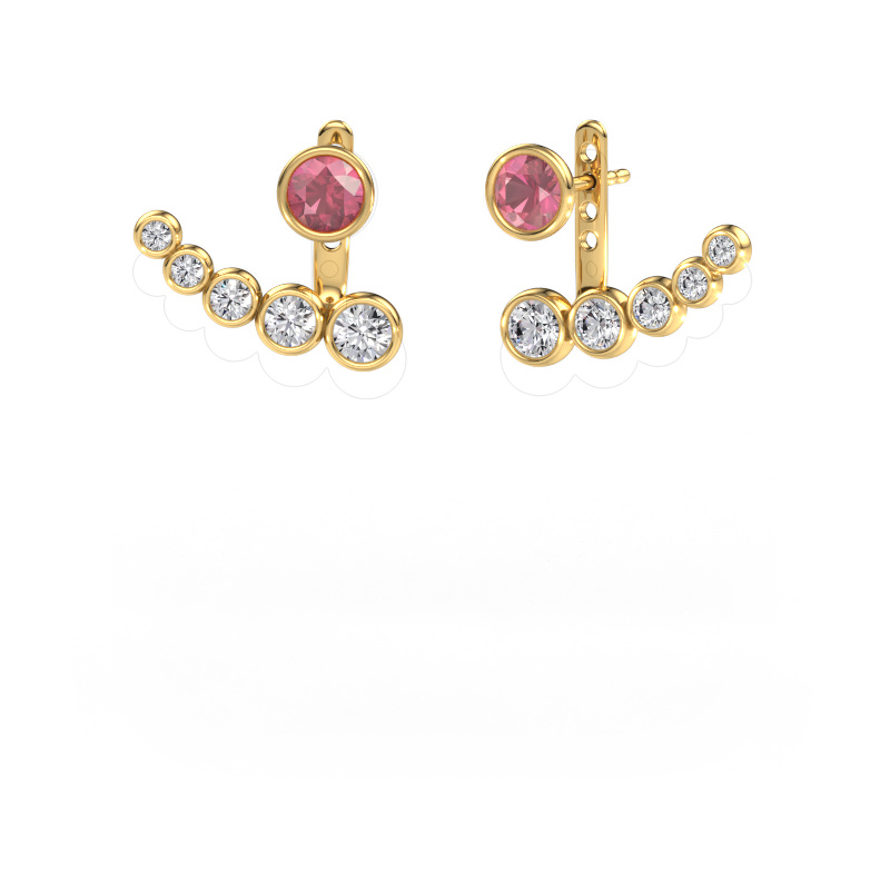 Image de Boucles d'oreilles Wendy 585 or jaune Rose tourmaline 5 mm