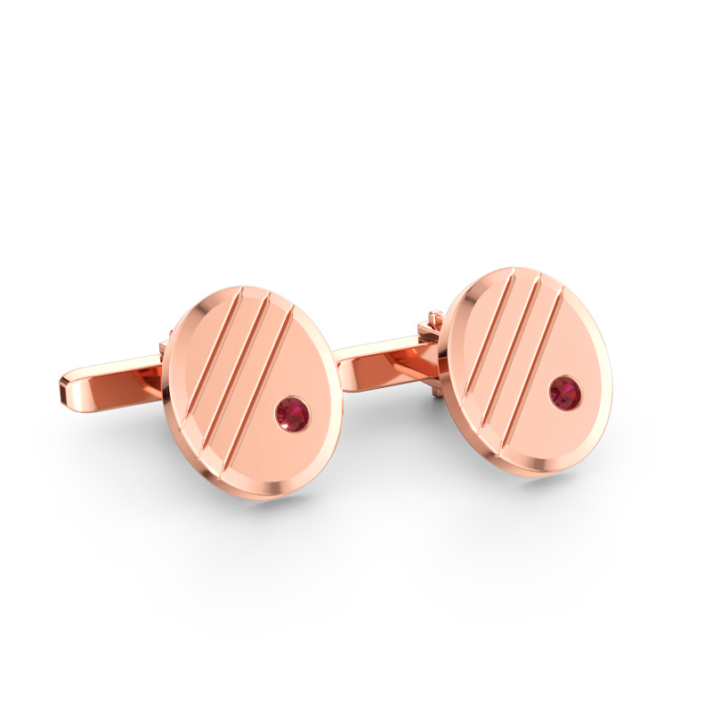 Bild av Manschettknappar Wesley 585 roséguld Rubin 2.7 mm