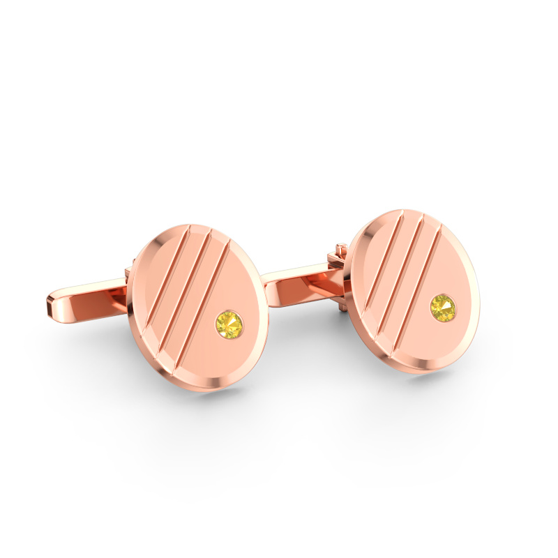 Bild av Manschettknappar Wesley 585 roséguld Gul safir 2.7 mm
