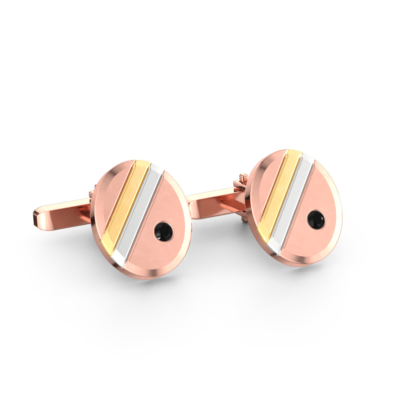 Image of Cufflinks Wesley 585 rose gold Black diamond 0.192 crt
