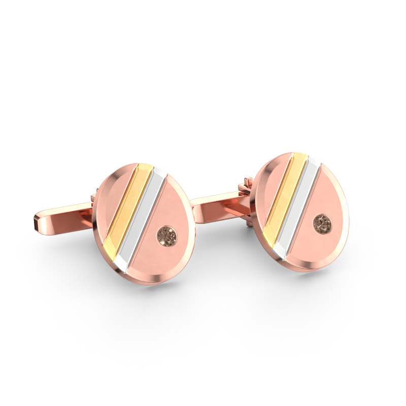 Image of Cufflinks Wesley 585 rose gold Brown diamond 0.16 crt