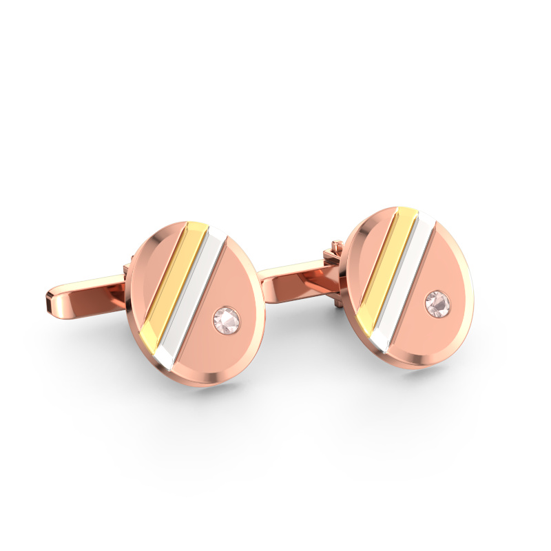 Image of Cufflinks Wesley 585 rose gold Morganite champagne 2.7 mm