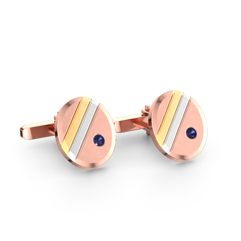 Image of Cufflinks Wesley 585 rose gold Sapphire 2.7 mm