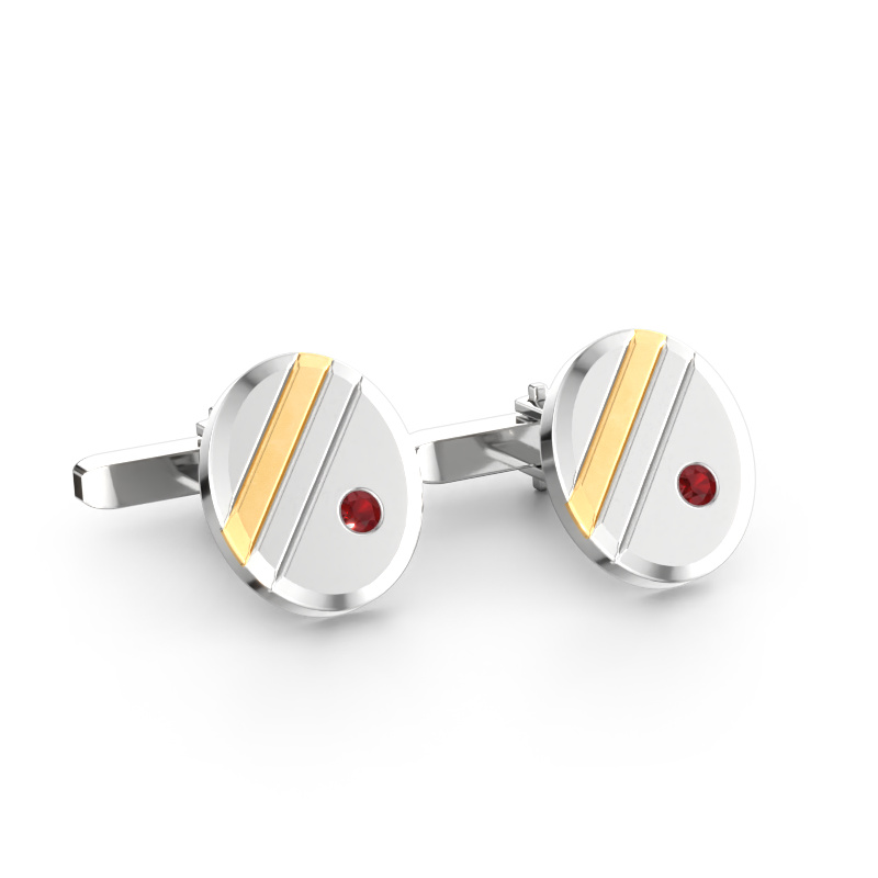 Image of Cufflinks Wesley 585 white gold Ruby 2.7 mm