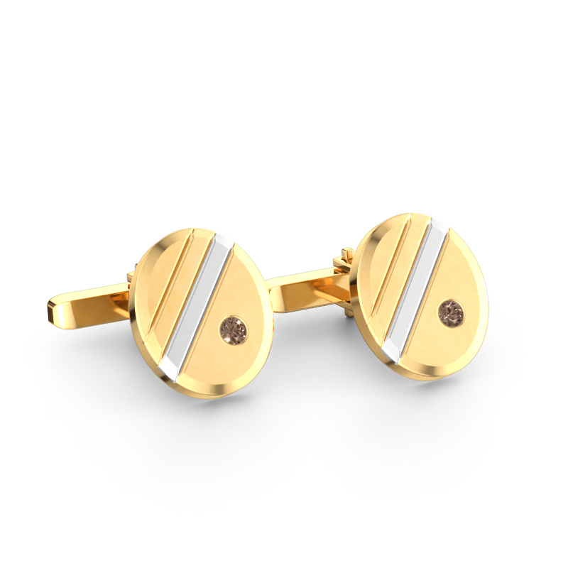 Image of Cufflinks Wesley 585 gold Brown diamond 0.16 crt
