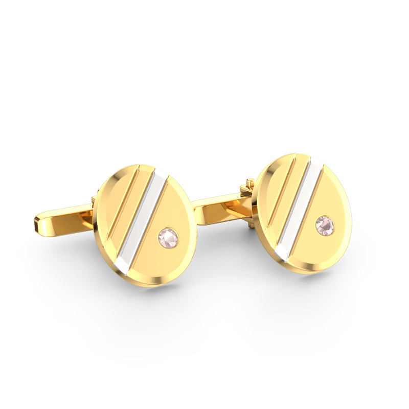Image of Cufflinks Wesley 585 gold Morganite champagne 2.7 mm