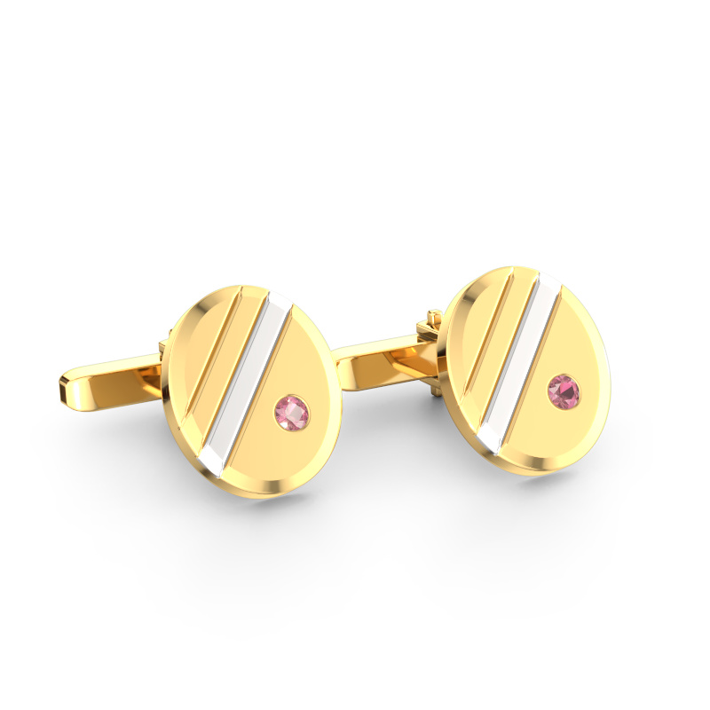 Afbeelding van Manchetknopen Wesley 585 goud Toermalijn pink 2.7 mm