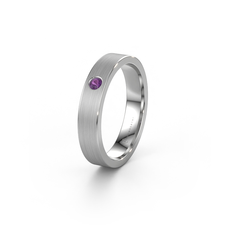 Image of Wedding ring WH0101L14AM 585 white gold ±4x1.7 mm Amethyst