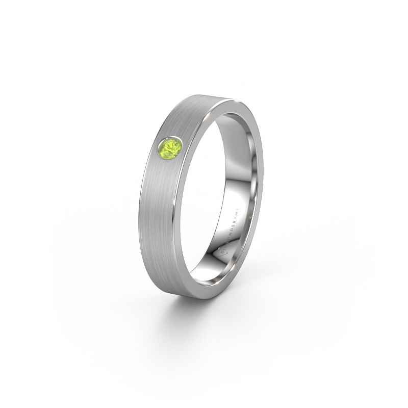 Image of Wedding ring WH0101L14AM 585 white gold ±0.16x0.07 in Peridot