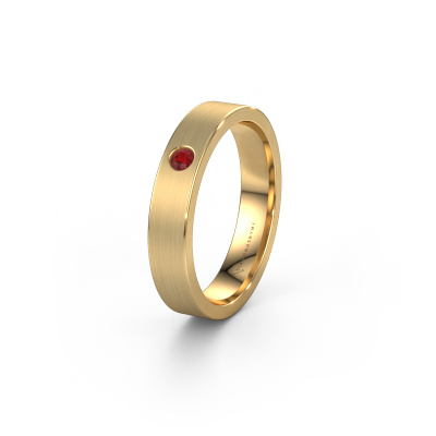 Modern ±0.16 in (4 mm) ruby set gold ladies wedding ring