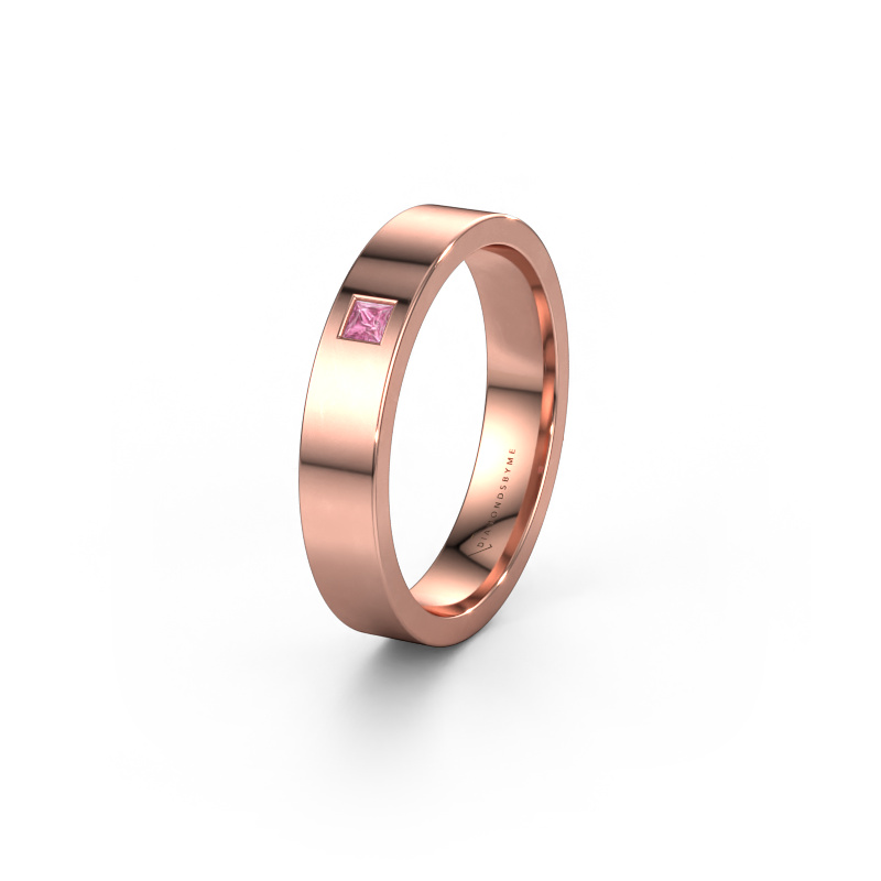 Image of Wedding ring WH0101L14APSQ 585 rose gold ±0.16x0.07 in Pink sapphire