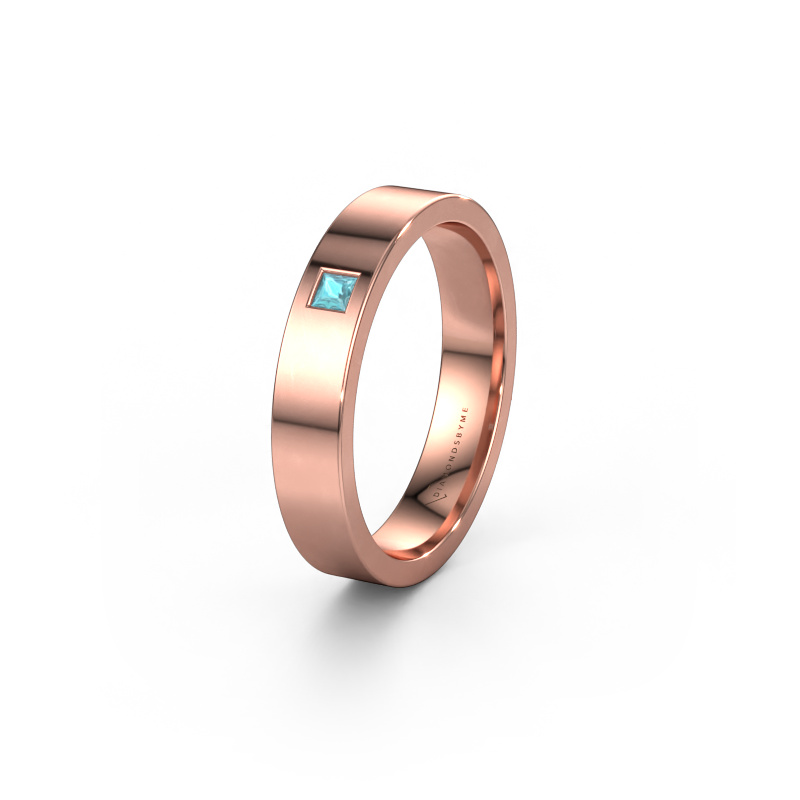 Image of Wedding ring WH0101L14APSQ 585 rose gold ±0.16x0.07 in Blue topaz