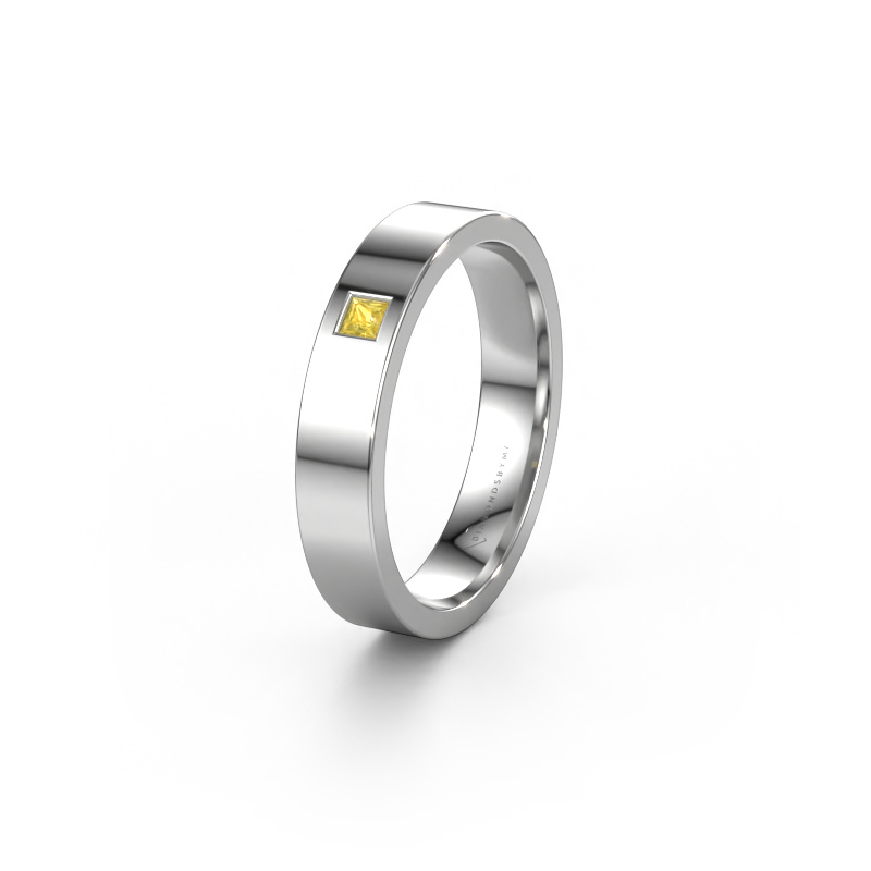 Image of Wedding ring WH0101L14APSQ 585 white gold ±0.16x0.07 in Yellow sapphire