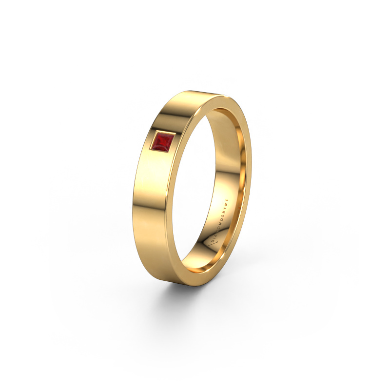 Image of Wedding ring WH0101L14APSQ 585 gold ±4x1.7 mm Ruby