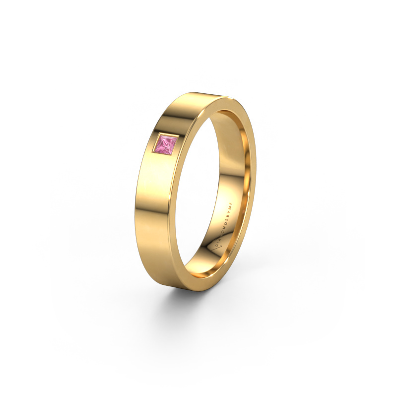 Image of Wedding ring WH0101L14APSQ 585 gold ±0.16x0.07 in Pink sapphire