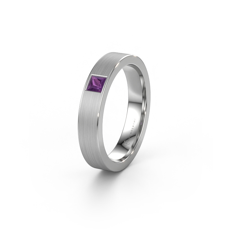 Image of Friendship ring WH0101L14BMSQ 585 white gold ±0.16x0.08 in Amethyst