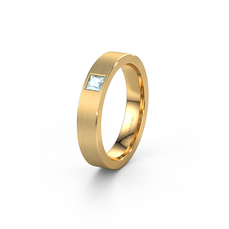 Afbeelding van Vriendschapsring WH0101L14BMSQ 585 goud ±4x2 mm Aquamarijn